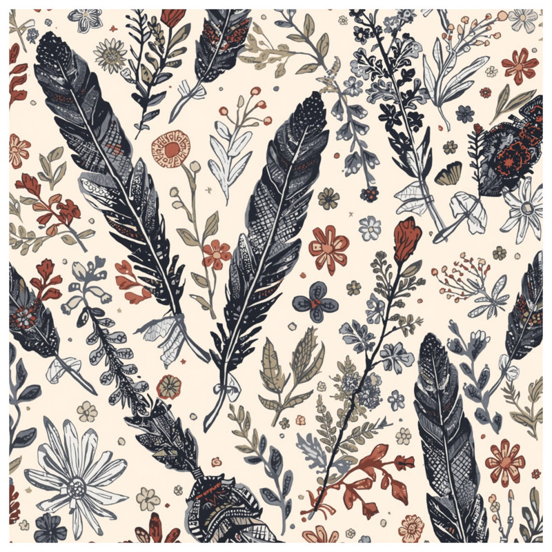 Coussins décoratifs Feathers And Wildflowers, 20 x 20 pouces