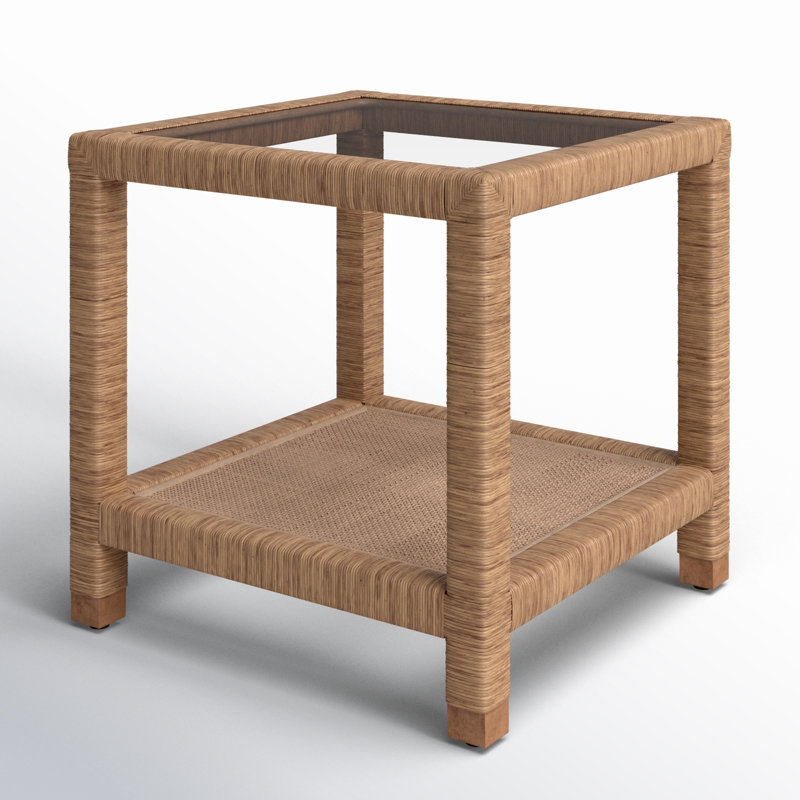 Pine Isle Glass End Table, Honey