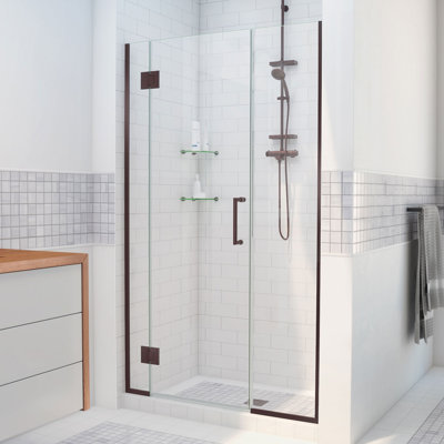 DreamLine Unidoor-X 64 - 64.5 inch W x 72 inch H Frameless Hinged Shower Door in Oil Rubbed Bronze