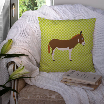 Donkey Check Square Fabric Outdoor Throw Pillow