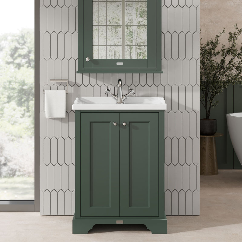 Bayswater 600mm Hunter Green 2 Door Floor Standing Vanity Unit, Hunter Green