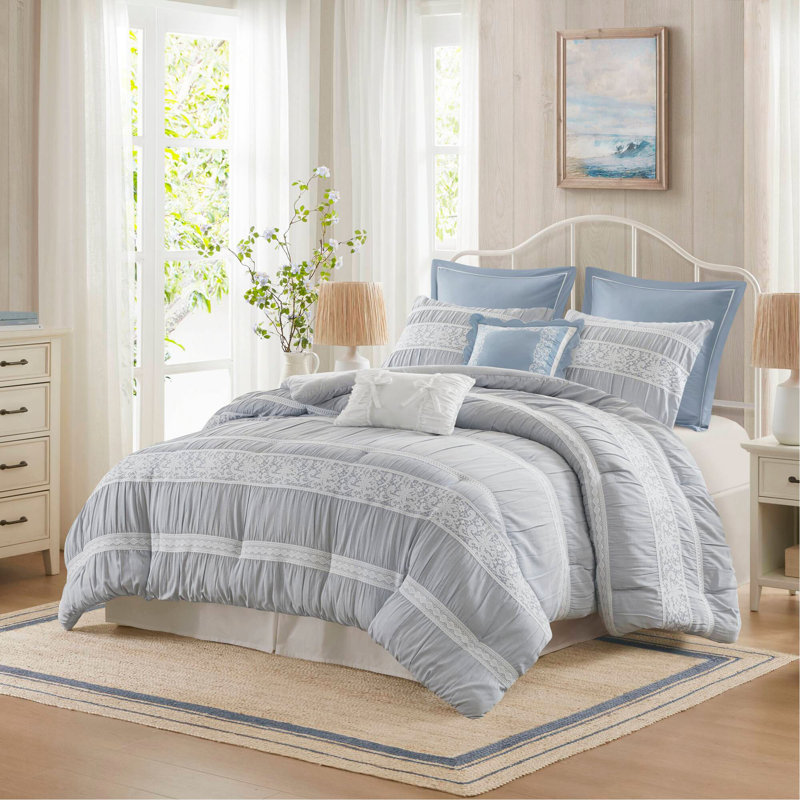 7- Piece Jacquard Comforter Set, Queen Comforter  + 6 Additional Pieces