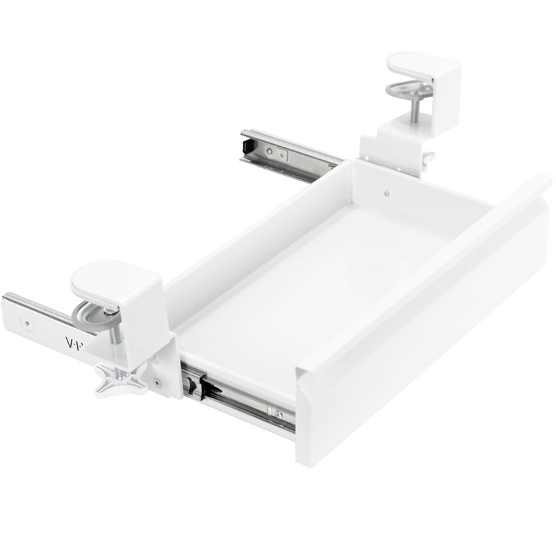 VIVO Black Space Saving 16" Clamp-on Under Desk Storage Drawer without Shell, White