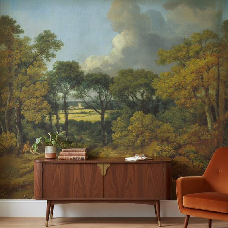 Panneau mural nuances de ciel nuageux vert, 160 po L x 108 po L