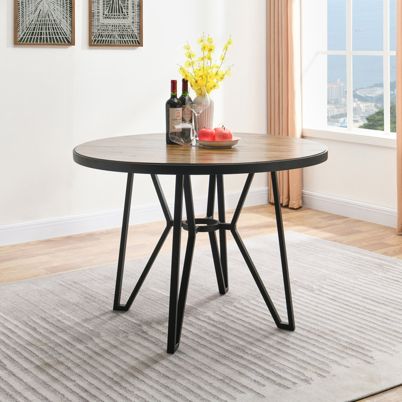 2 - Person Pedestal Dining Set, 31" H x 42" W x 42" D, Rustic Brown, Blue