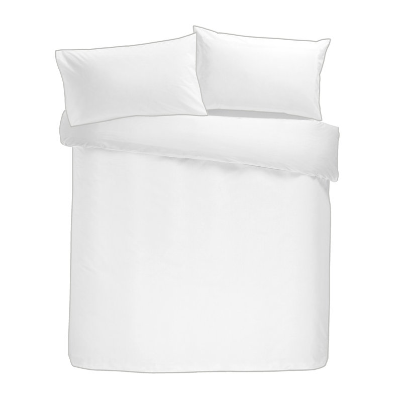 Cotton Solid Colour Duvet Cover with Pillowcases, King Duvet Cover + 2 Pillowcases, White