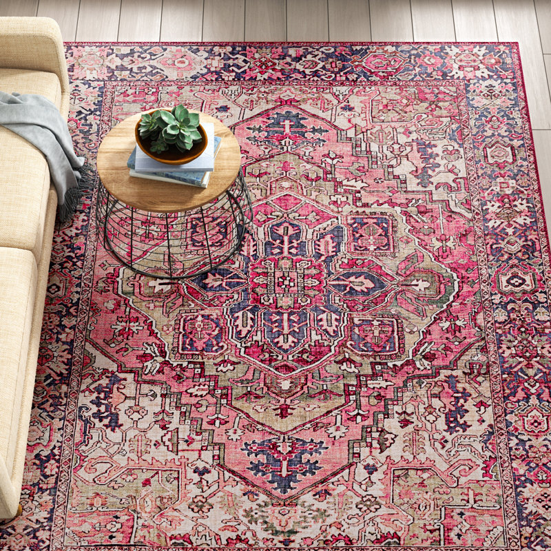 Tapis oriental tissé à la machine Albertson, Rectangle 9 pi x 12 pi, Rouge foncé