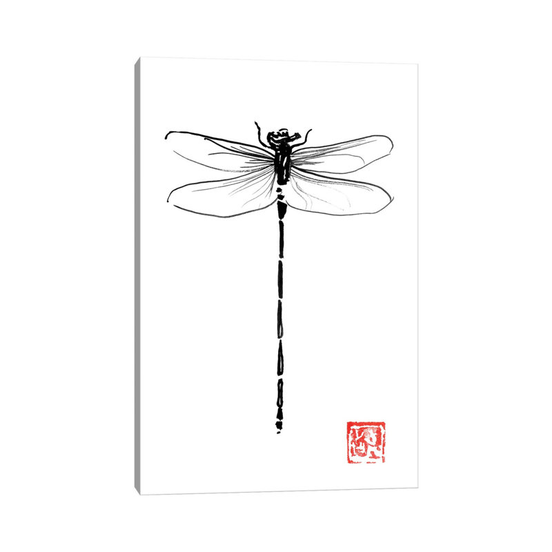 Dragonfly by Péchane - Painting on Canvas, 66.04 cm H x 45.72 cm W x 3.175 cm D, Wrapped Canvas