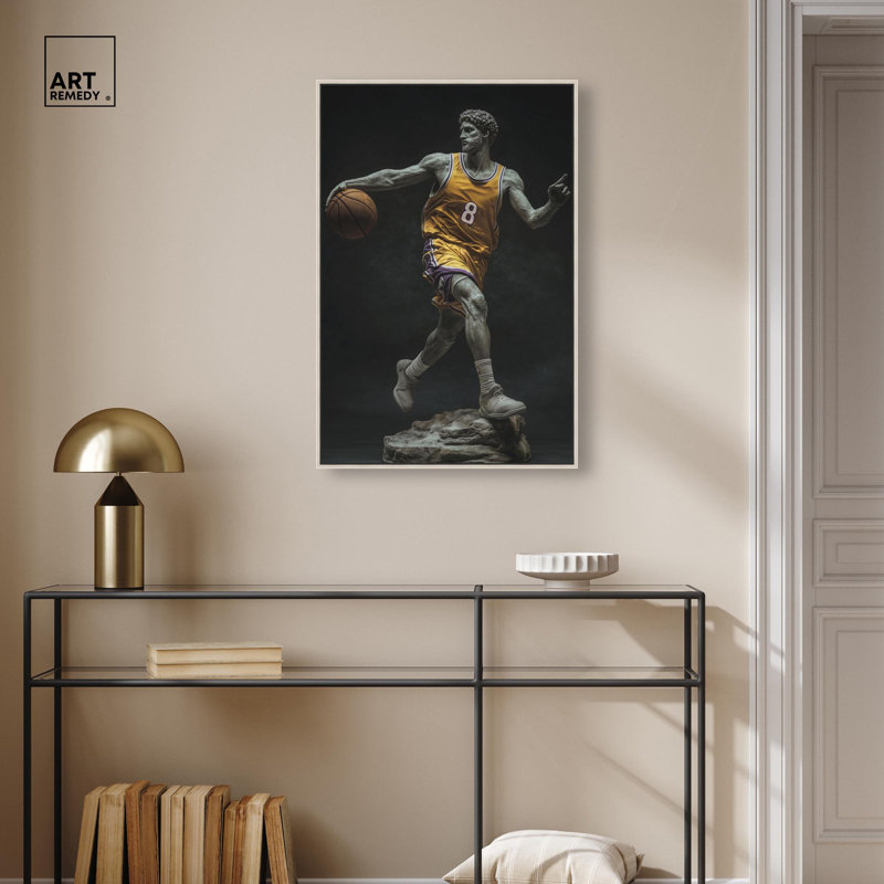 Basketball Sculpture , H 31 po x l 21 po, Encadrement argenté