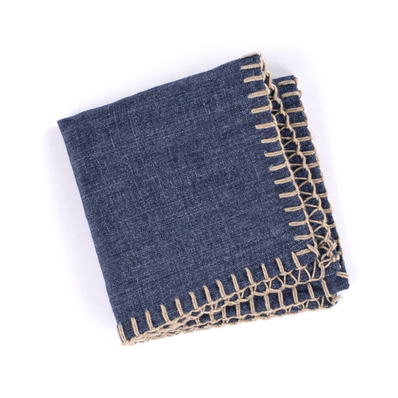 BRODY LINEN COCKTAIL NAPKIN SET (Set of 4), Indigo