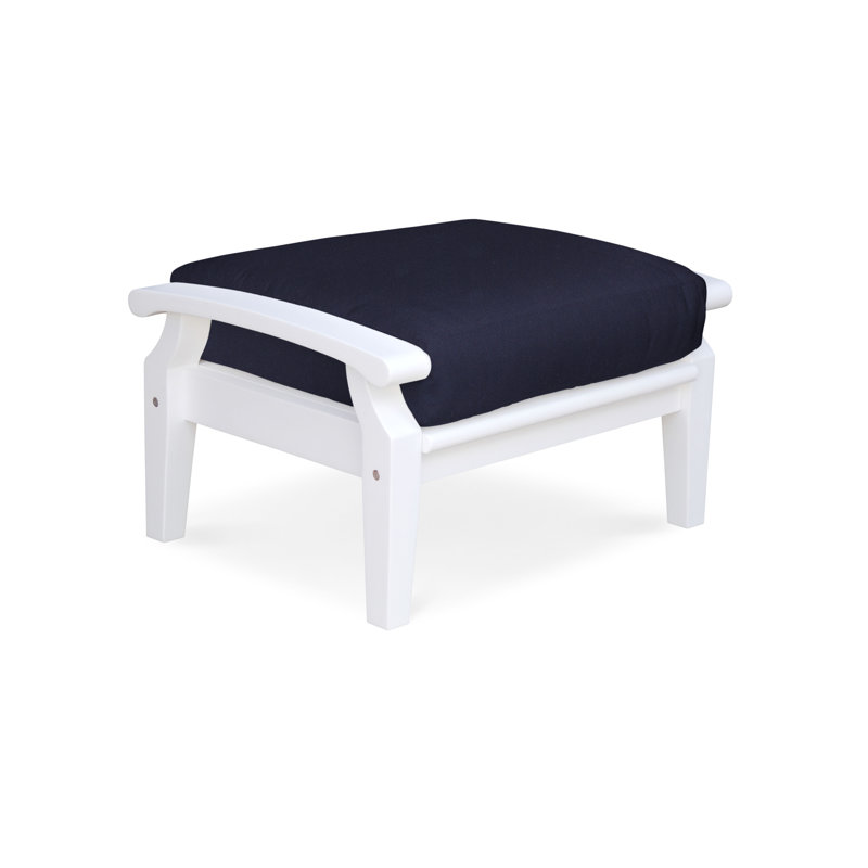 Repose-pieds d'extérieur avec coussin Lowery, Toile bleu marine Sunbrella®, Naturel