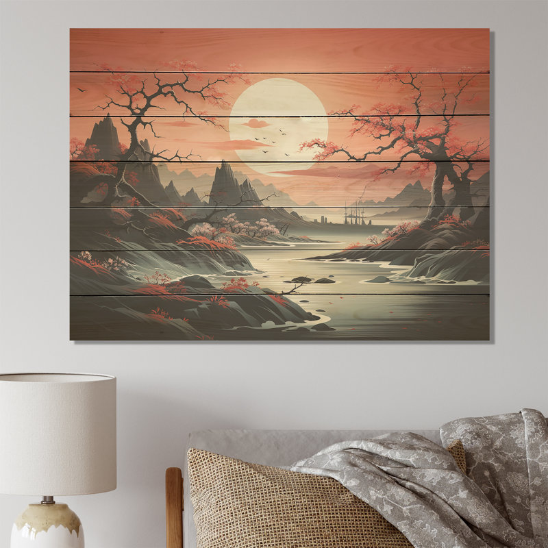 «China River Landscape Wonders - China On Wood Print», H 10 po x l 20 po x P 0,78 po