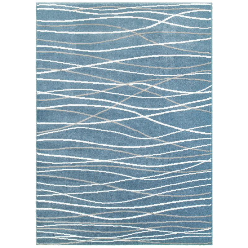 Tapis bleu abstrait Ky, Rectangle 5 pi 2 po x 7 pi 2 po