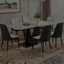 Ensemble de table de salle à manger rectangulaire de 71 po pour 6 personnes avec un plateau en faux marbre et des chaises en cuir de polyuréthane. Cet ensemble de salle à manger 7 pièces convient aux maisons, aux restaurants et aux espaces de bureau.-2113076449-2113076461