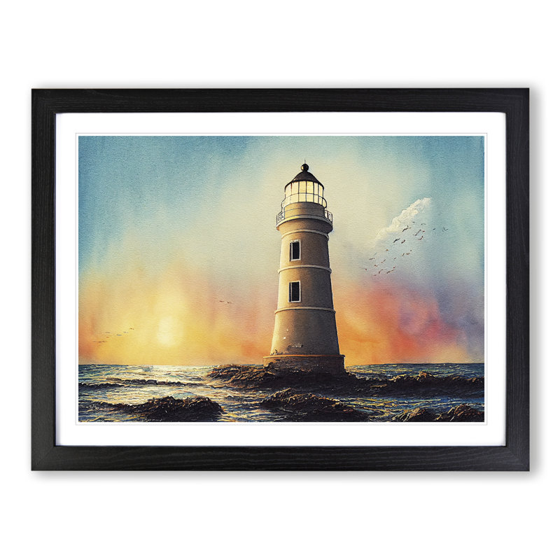 Lighthouse Vol.1 - Single Picture Frame Painting, Black, 46cm H x 64cm W x 2cm D