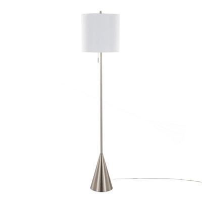 Lampe sur pied contemporaine 64 po en nickel brossé avec abat-jour en lin