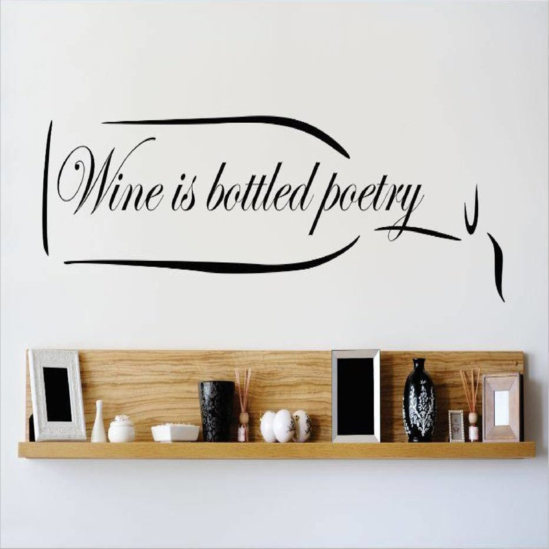Décalcomanie murale pour poèmes de vin, Noir, H 8 po x l 20 po x P 0,16 po