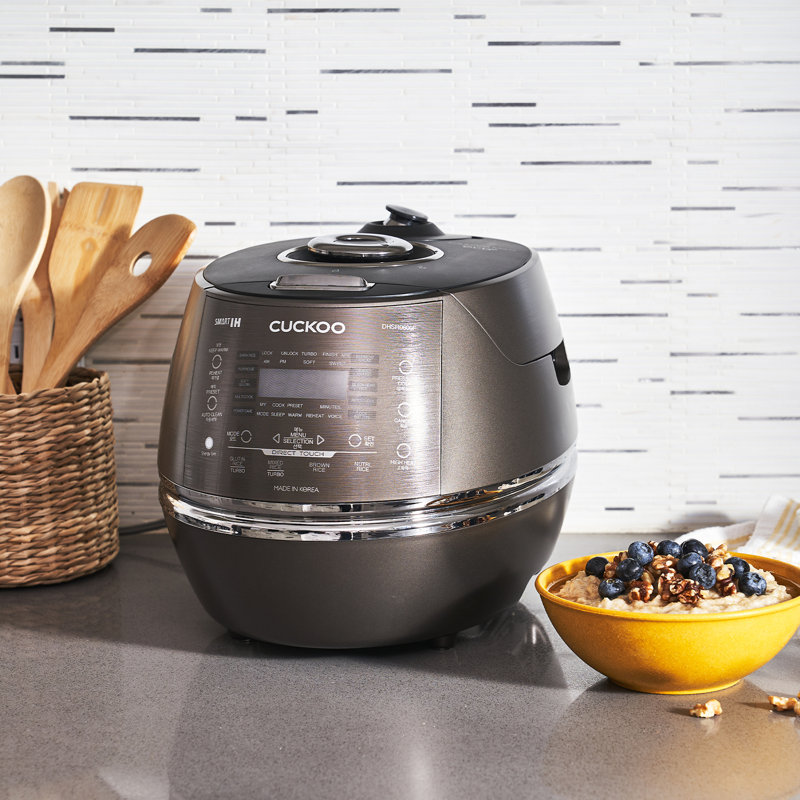 CUCKOO High Pressure Rice Cooker 6-Cup Uncooked / 12-Cup Cooked with Induction Heating Technology, Versatile Rice Maker with 23 Menu Options and Steam Plate, Voice Guide, Dark Gray (CRP-DHSR0609FD)