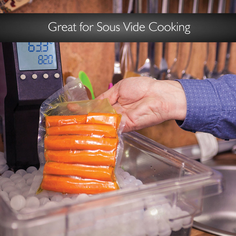 NutriChef 8-inch Clear Food-Grade Vacuum Sealer Bags, 2 Rolls