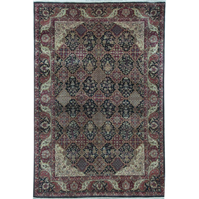 Lamani Wool Oriental Area Rug in Black/Red/Beige/Green