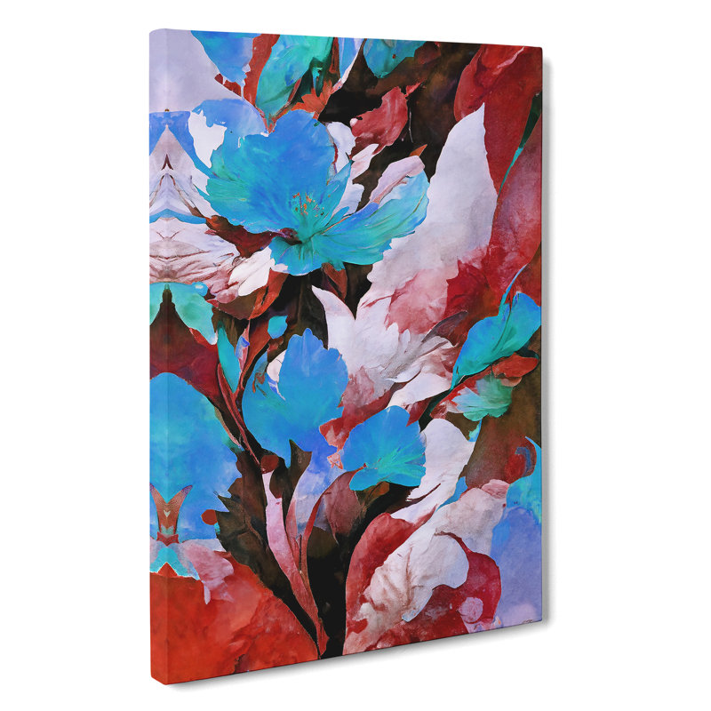 Pretty Abstract Floral No.3 - Wall Art, 50cm H x 35cm W, Wrapped Canvas, No Matte