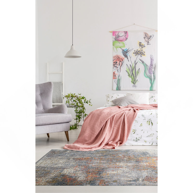 Tapis décoratif moderne, abstrait, à poils coupés de 1 pi 10 po