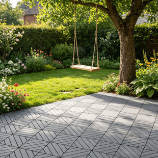 Carreaux de patio à emboîtement gris 12 po x 12 po - Imperméable pour jardin, terrasse de piscine, balcon