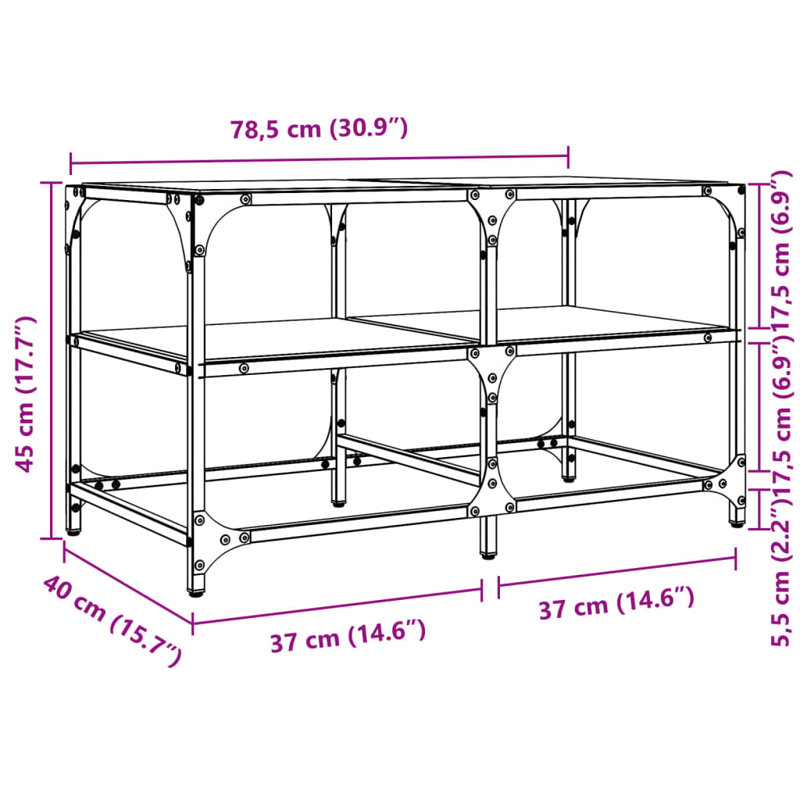 Daelon Coffee Table with Storage, Transparent, 45cm H x 78.5cm L x 40cm W