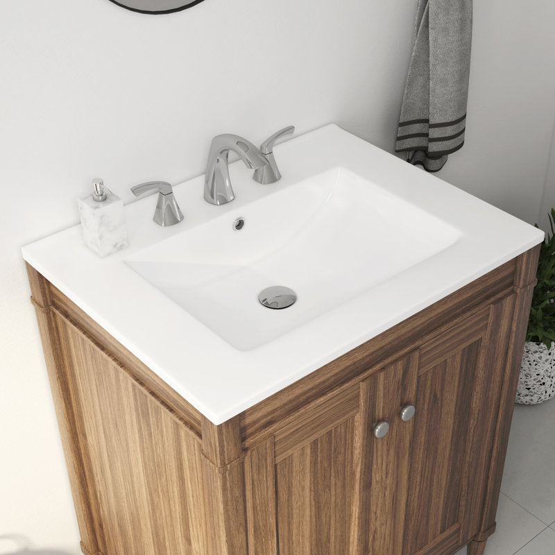 Tucson 24" W x 18" D Vitreous China Vanity Top Sink in White (Sink Only, w/o Vanity), Widespread