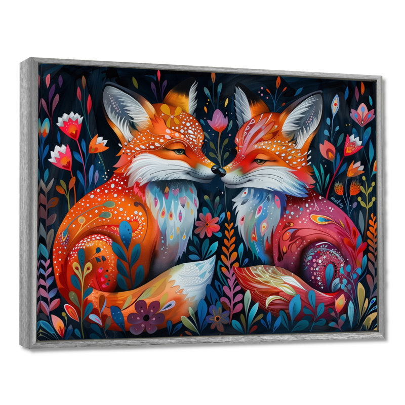 Cowart - Renard, art mural animal, Encadrement argenté, H 12 po x l 20 po