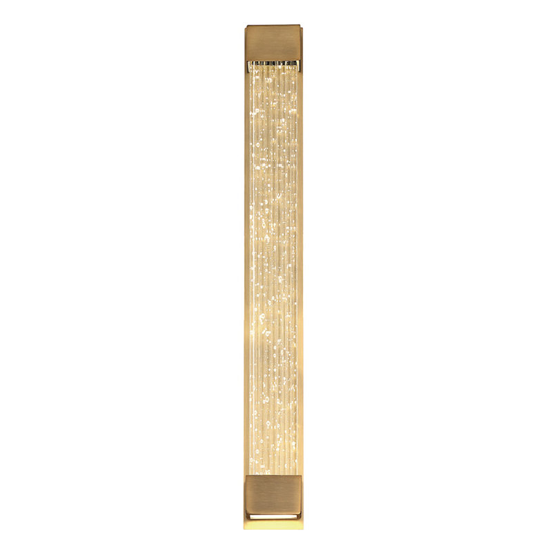 Tower 1 - Light LED Dimmable Aged Brass Flush Mounted Sconce, 27" H x 3" W x 2.5" D, Aged Brass