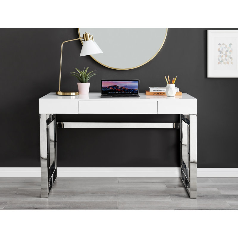 Camberley High Gloss and Chrome Luxury Vanity Desk - Dressing Table