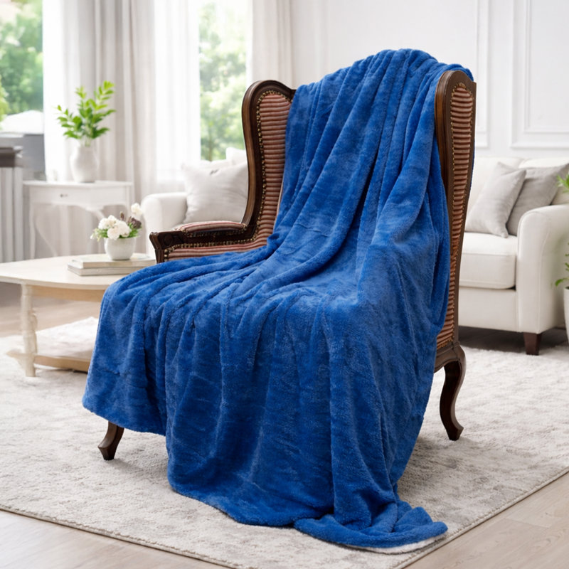 MPSBL50x60 Plain Weave / Muslin Throw Blanket, 60"W x 50"L, Blue