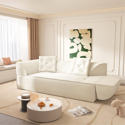 Canapé-lit convertible 3-en-1, canapé moderne à assise profonde de 79,5 po avec 2 coussins, canapé 3 places, canapé en tissu de chenille étincelant, méridienne pour salon, studio, bureau