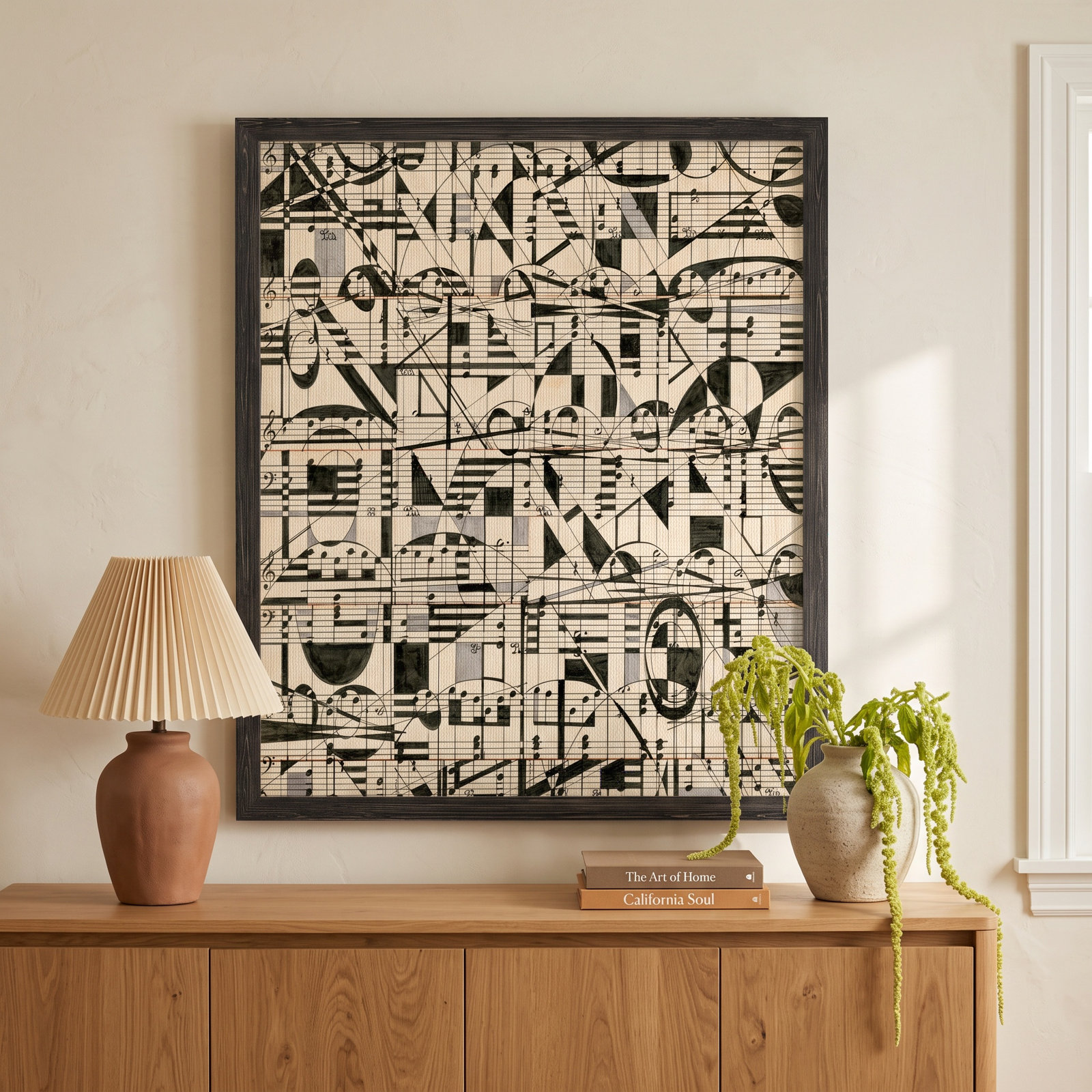 Graphic Notes Painting by Paul Cezanne, 44" H x 32" W x 1.25" D, Ebony Framed Canvas