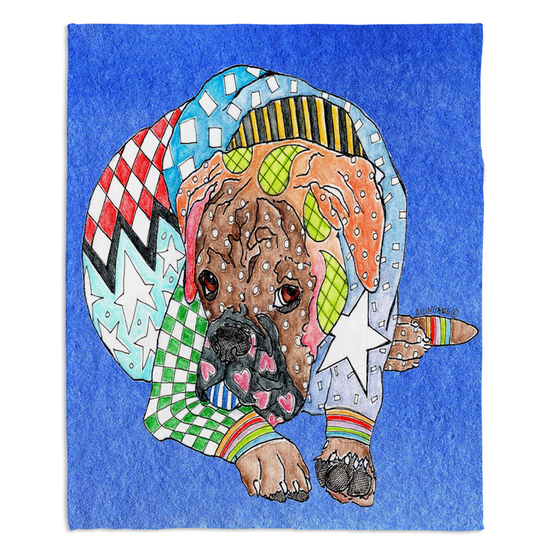  Couverture pour chien Schnauzer, 51 po x 60 po, Bleu, Boxer
