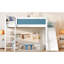 Lit mezzanine double bleu et blanc avec tablettes de rangement, glissière amovible, processus d'assemblage facile, pour l'organisation de la chambre à coucher, bois de pin amovible intégré, conception-1413758092-1413758080