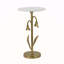 Table d'appoint tulipe dorée 14 x 14 x 24 po avec plateau en marbre blanc