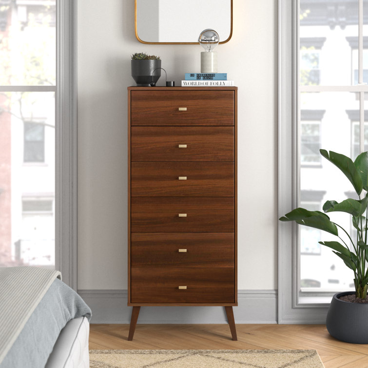 Milo Mid Century Modern Tall Chest, 6-Drawer