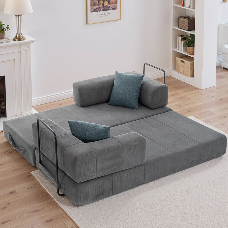 78.5" Convertible Sleeper Sofa Modular Floor Couch Foldable Funton - No Assembly Needed, Gray