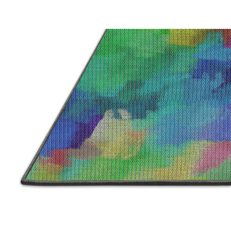 Tapis rouge / vert / bleu à motif Lechiaro, Rectangle 2 pi x 3 pi