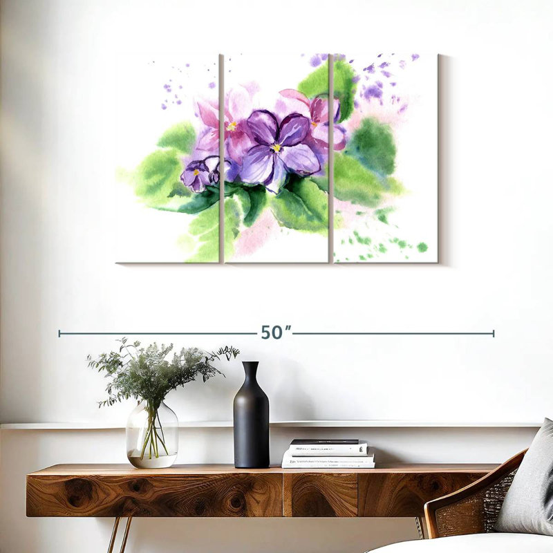 Violettes douces, H 24 po x l 38 po