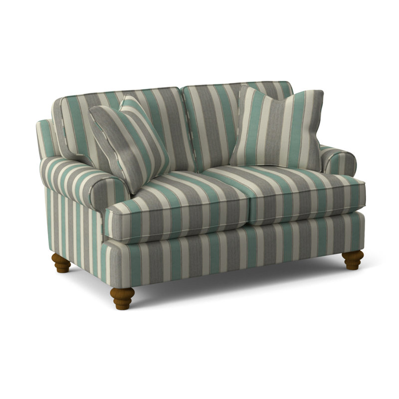 Lowell Upholstered 60'' Loveseat, Havana Finish, Elite Dove Linen