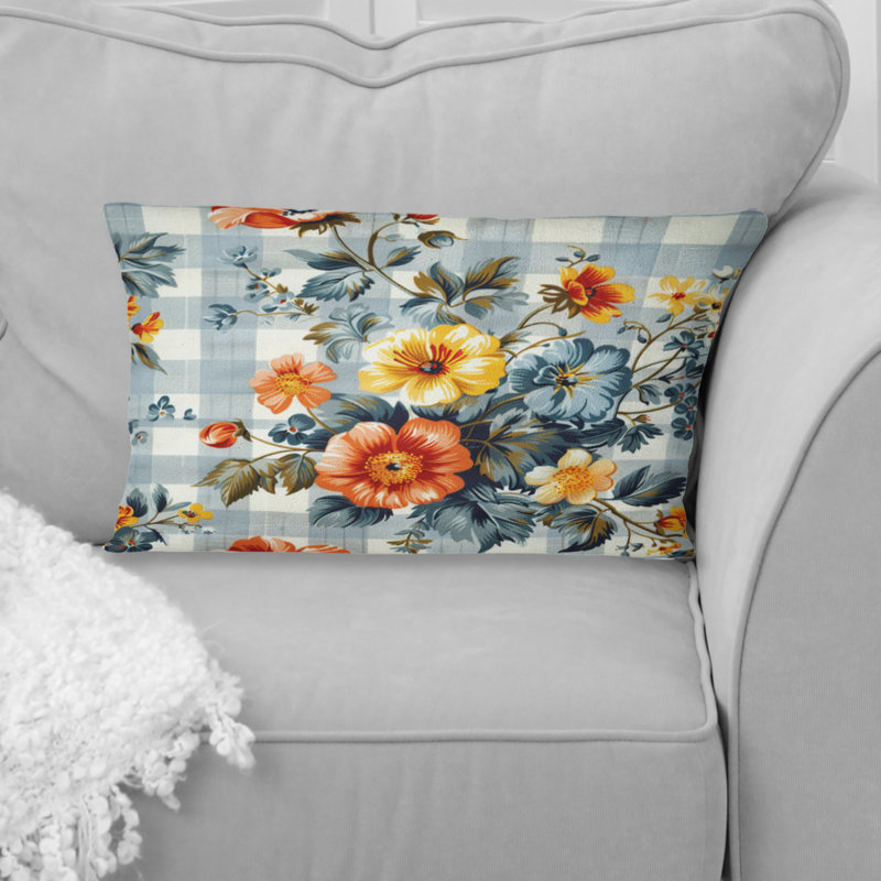 Coussin Floral Floral Gingham Print II - Floral Farmhouse