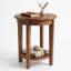 Table d'appoint ronde en bois de 50 cm avec tablette de rangement et plateau en forme d'étoile