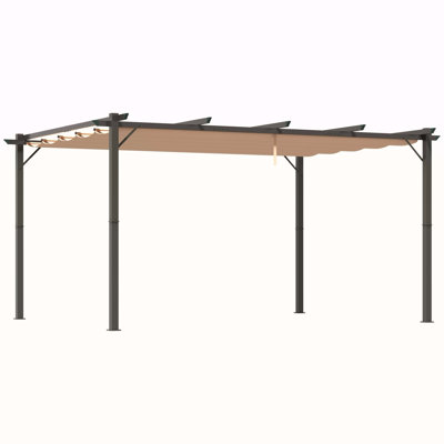 Outsunny 10' X 13' Aluminum Patio Pergola With Retractable Pergola Canopy, Backyard Shade Shelter For Porch, Outdoor Party, Garden, Grill Gazebo, Charcoal Gray