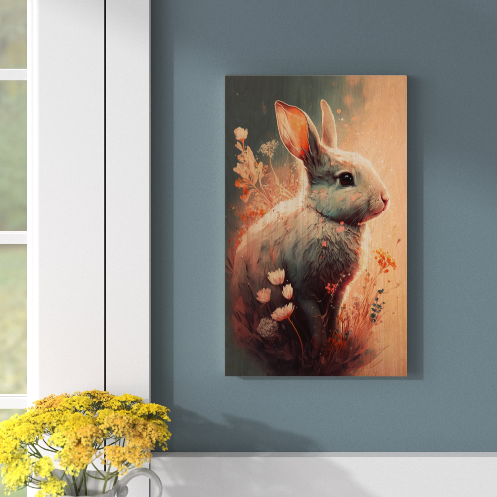 Laurel Foundry Modern Farmhouse® Cute Rabbit Floral Art III - Unframed ...