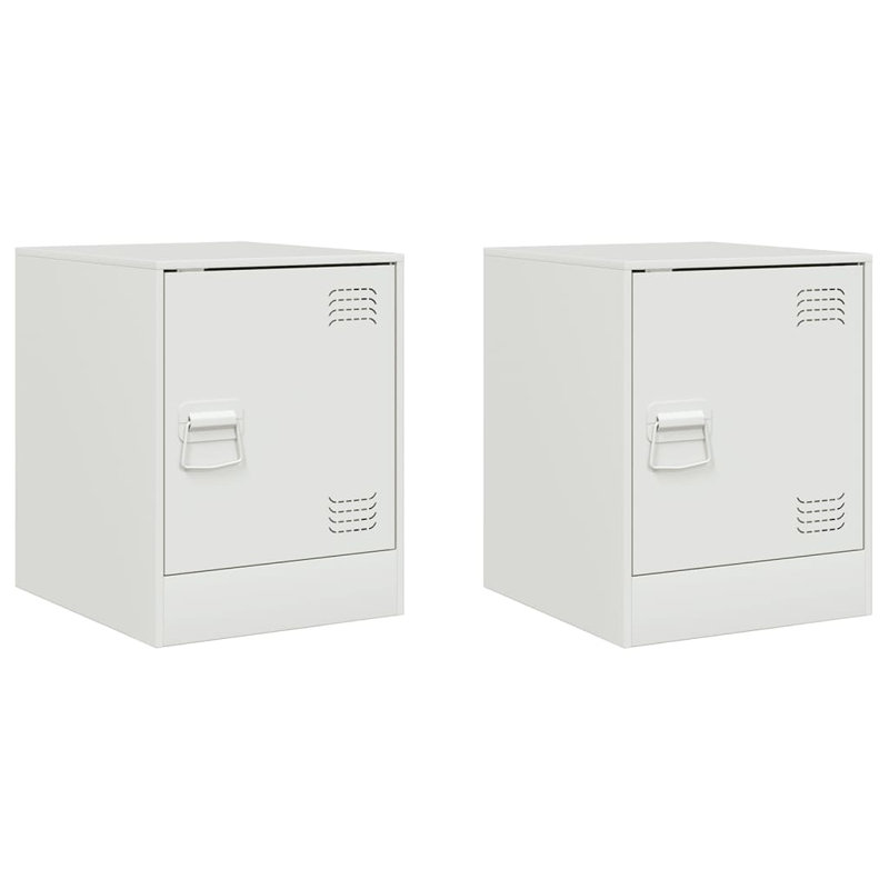 66 34.5cm W Steel Bedside Table, White, Set of 2