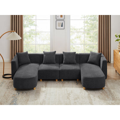 Canapé modulaire en U rembourré de 113 po pour la vie moderne