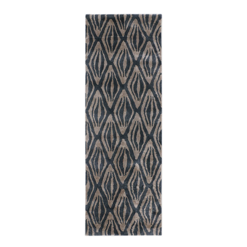 Viscose Abstract Indoor Rug, Runner 2'7" x 12'